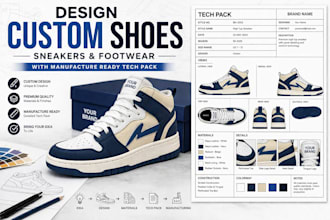 design custom shoes, sneakers, and footwear with a manufacture ready tech pack