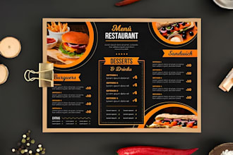 make modern restaurant menu, food menu, cafe and pizza menu design
