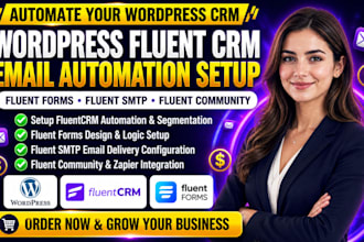 setup wordpress crm, fluent crm, fluent smtp, fluent forms, and fluent community