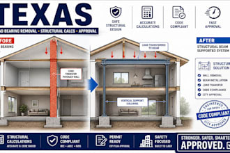 load bearing wall removal plans texas with structural calculations for approval