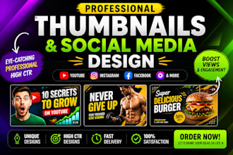 design thumbnails for youtube, facebook and instagram posts