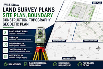 draw land survey plans site plan boundary construction, topography geodetic plan