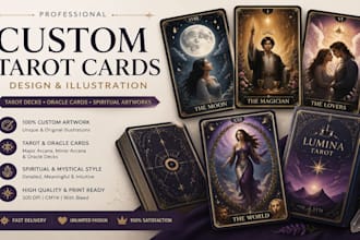 design custom tarot cards with illustrated tarot deck and spiritual artworks