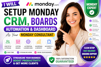 setup monday crm boards automation dashboard as monday consultant