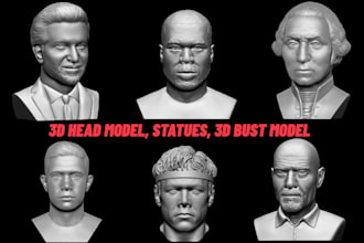 do realistic 3d head model, bust, face likeness, statue fullbody model 3d print