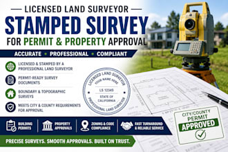 prepare a licensed land surveyor stamped survey for permit and property approval