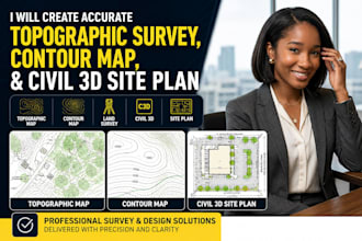 create topographic survey, contour map, and civil 3d site plan