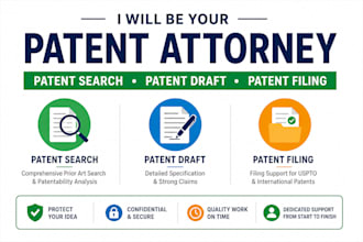 be your patent attorney in patent search, patent draft  and patent filing