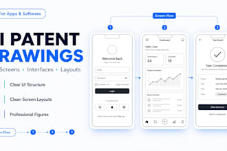 create UI patent drawings for apps and software interfaces, patent illustration