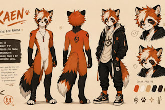 draw furry reference sheet fursona character design anthro oc ref sheet