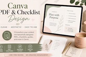 design a canva PDF, checklist, or planner that looks clean and professional