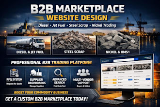 design b2b marketplace website hms1 diesel jet fuel steel scrap nickel trading
