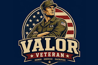make wonderful veteran mascot logo design with 1 day delivery