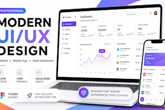 design modern website UI UX, mobile app UI and saas dashboard in figma