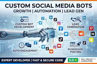 build social media bot, facebook bot, ig bot, tiktok bot, telegram bot, x bot