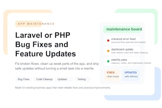 fix bugs and add features in your laravel or PHP web app