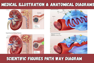 draw high quality 2d 3d medical scientific illustration, biology anatomy diagram