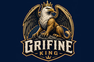 create wonderful griffin king mascot logo design with unlimited review