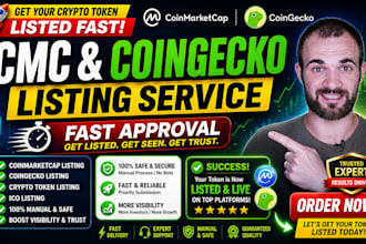 do coinmarketcap listing, coingecko listing, crypto token listing, cmc listing