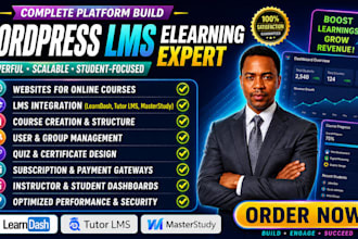 build a wordpress lms elearning website via learndash tutor ims or masterstudy
