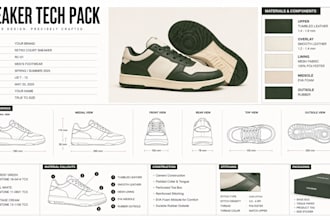 make custom shoe tech pack sneaker heels footwear tech pack for manufacturer