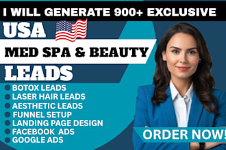 setup 900 med spa leads, beauty leads in the USA using facebook and google ads
