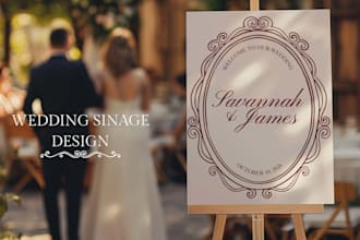 design elegant wedding sinage in canva