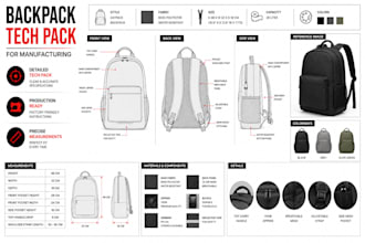 design professional tech pack for handbag backbag