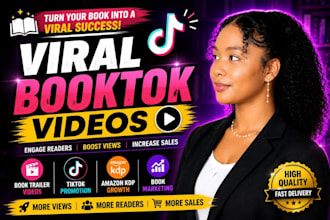 create viral booktok videos, book promotion, amazon kdp book trailer and tiktok