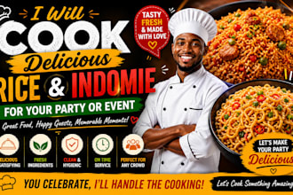 cook delicious rice and indomie for your party or event