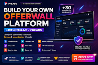 build offerwall monetization platform, CPC, cpv, banner ads, micro jobs, locker