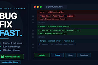 debug and fix your flutter android app, crashes, UI issues, API errors, and more