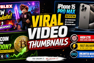 design custom youtube thumbnail for gaming tech educational and crypto video