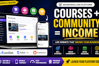build wordpress lms website with buddyboss community course sales funnel