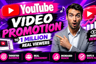 organic youtube channel video, livestream SEO ads promotion 1 million sub views