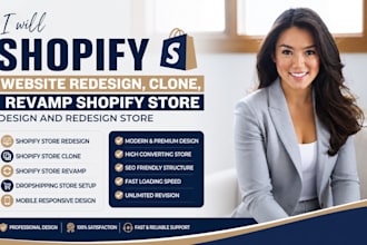 shopify website redesign, clone, revamp shopify store design and redesign store