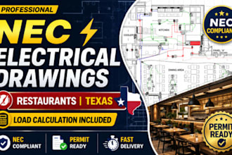 design nec compliant electrical drawings, load calculation for texas restaurants