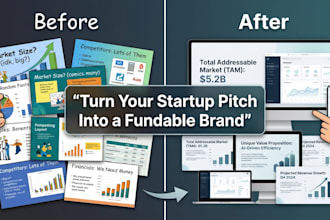 create visual direction and pitch branding for tech startups