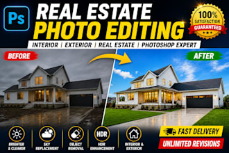 professionally edit real estate,photos in photoshop