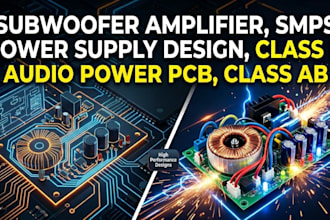 subwoofer amplifier, smps power supply design class d audio power pcb, class ab