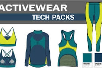 create professional activewear tech pack for gym wear sportswear for production