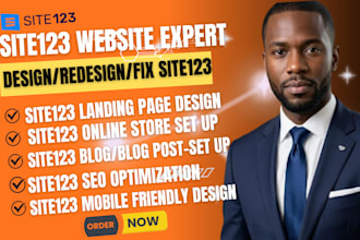 build site123 website design, fix or redesign site123 website, SEO optimization