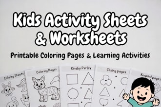 design printable activity sheet, coloring pages and learning worksheets for kids