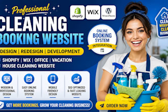 build shopify wix office vacation house cleaning booking website design redesign