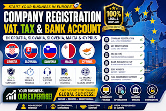 do company registration,vat,tax id,bank open in croatia,slovakia,slovenia,malta