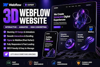 design interactive 3d webflow website with smooth animations