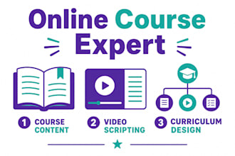 create complete online course content, curriculum design, video course script
