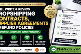 write and review dropshipping contracts, supplier agreements and refund policies