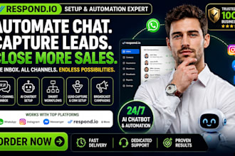 set up respond io CRM, whatsapp automation, chatbot for your business repsond io