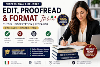 edit proofread research format italian thesis master phd bachelor dissertation